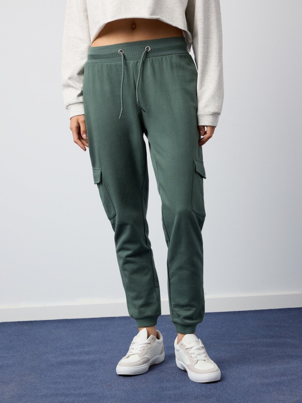 Rogaland jogger pants greyish green middle front view