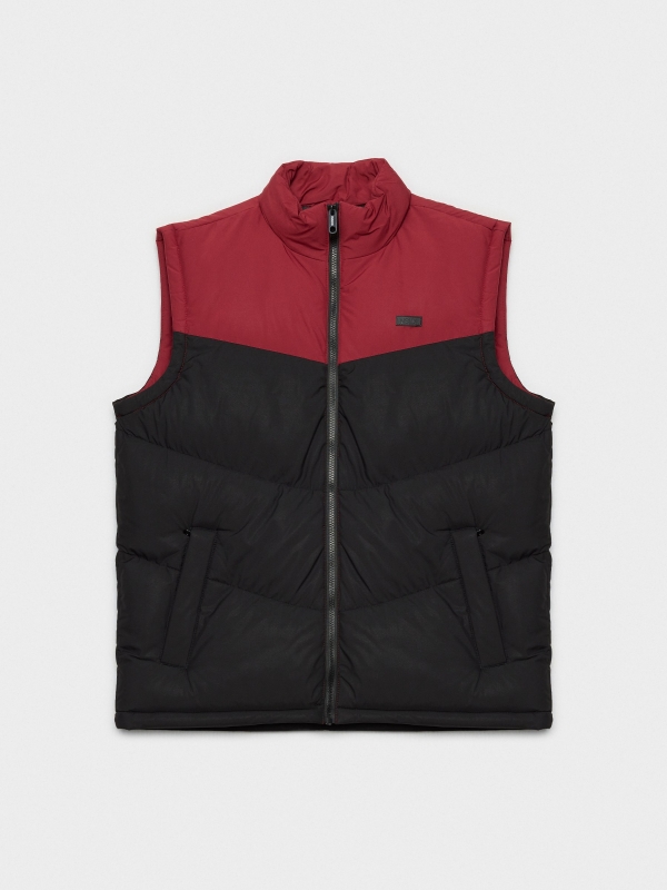 Colour-blocked quilted vest black detail view