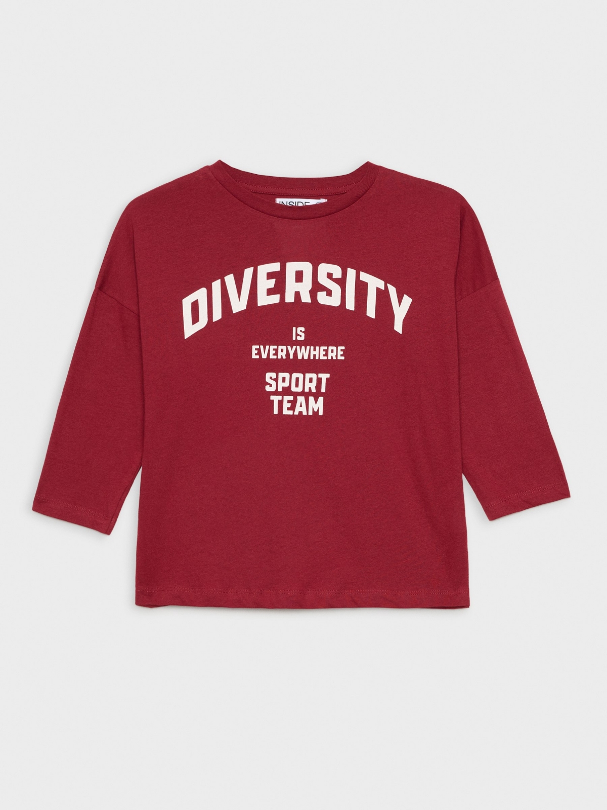 Camiseta DIVERSITY granate vista detalle