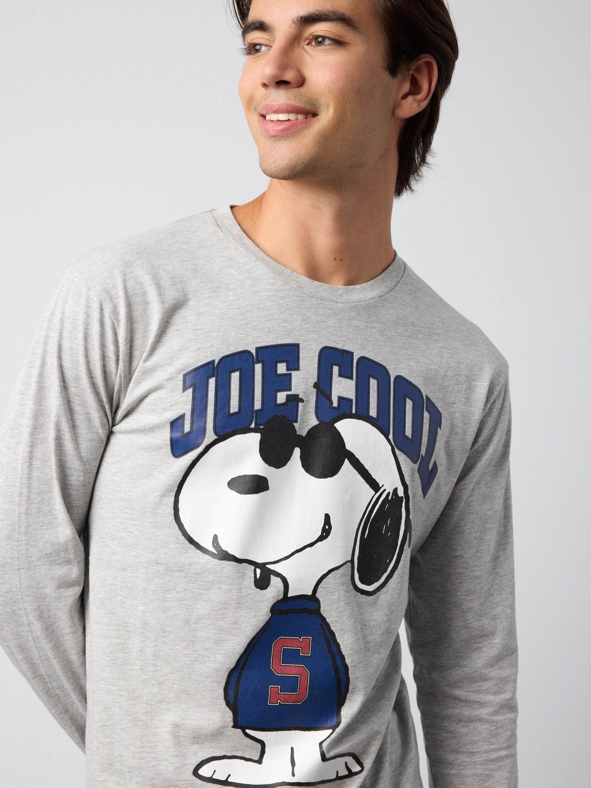  Camiseta manga larga Snoopy gris