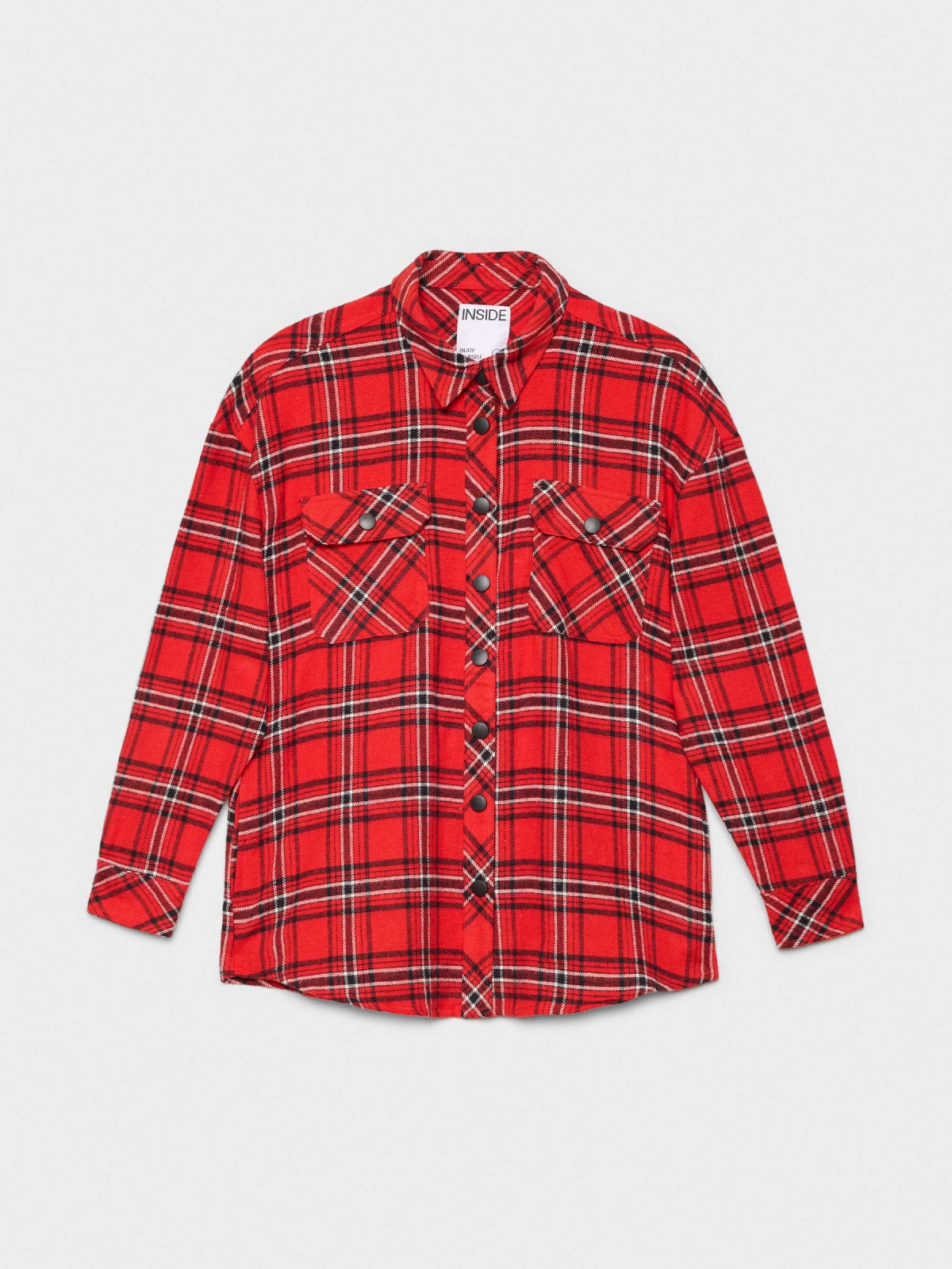 Plaid overshirt red detail view