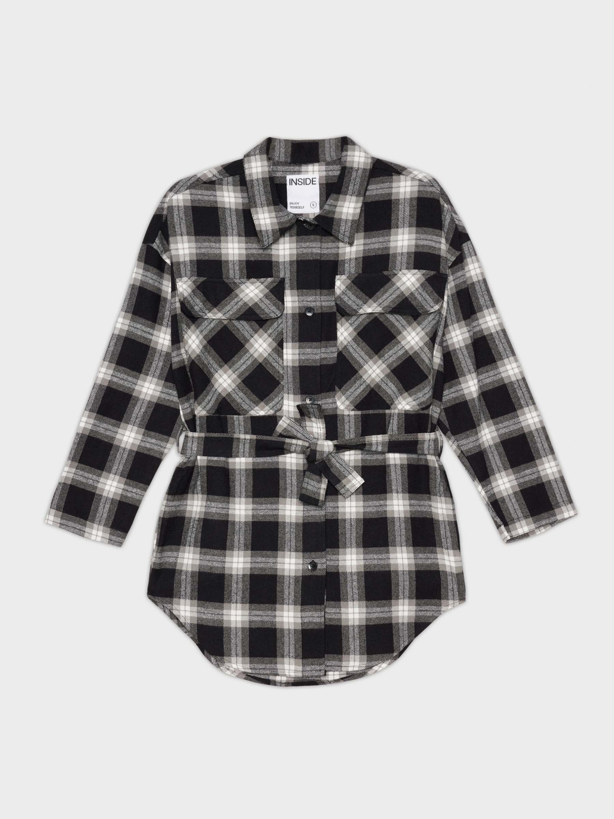 Plaid overshirt black detail view