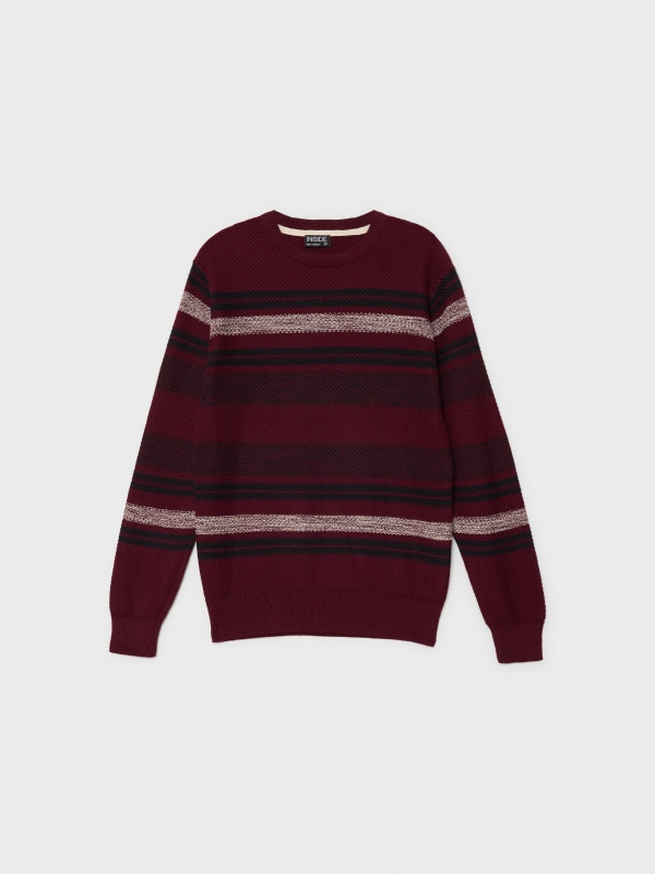 Coloured striped jumper burgundy detail view