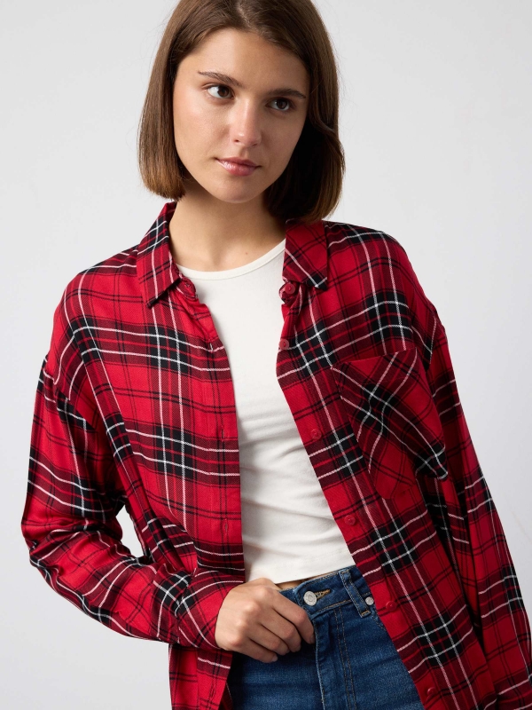  Plaid shirt with pocket red