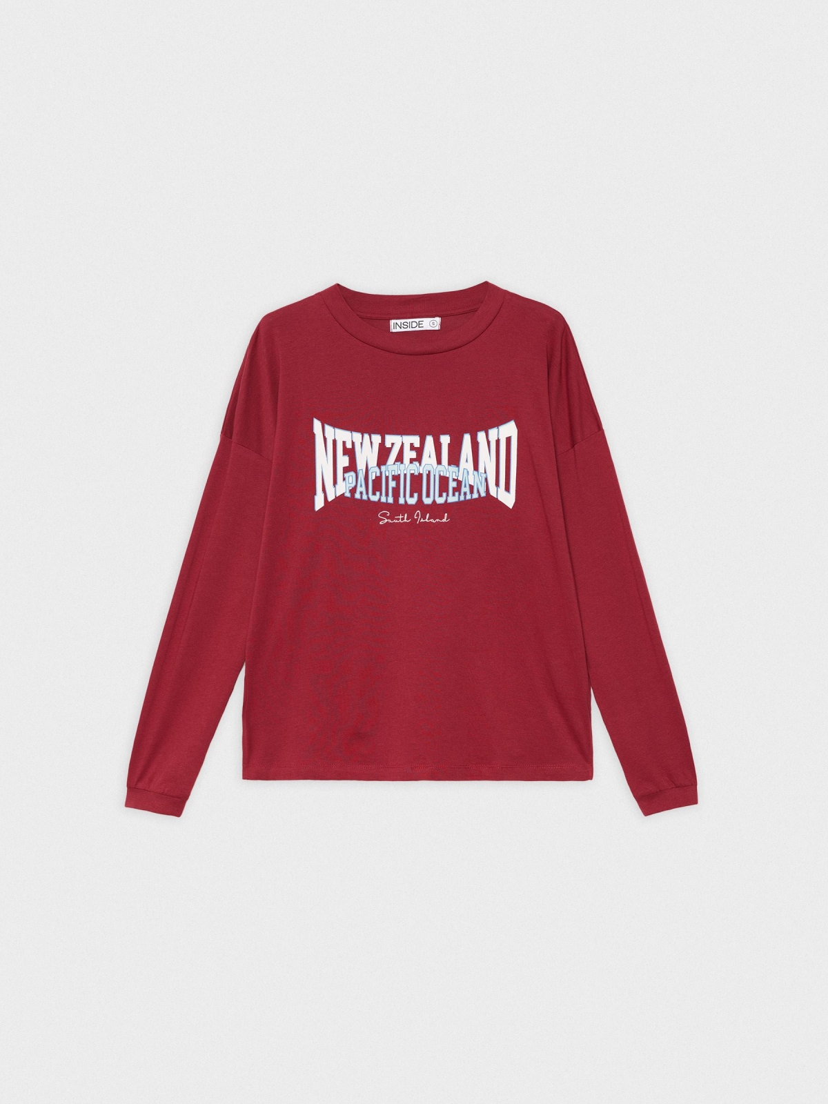 Camiseta New Zealand granate vista detalle