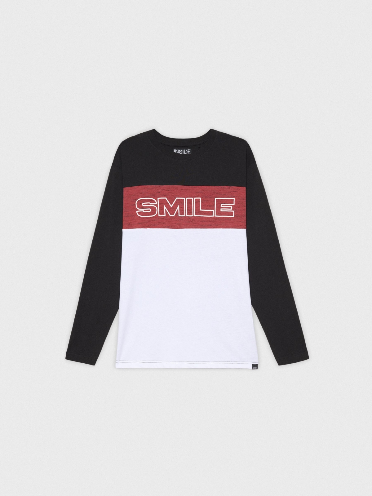 T-shirt Smile com bloco de cor preto vista detalhe