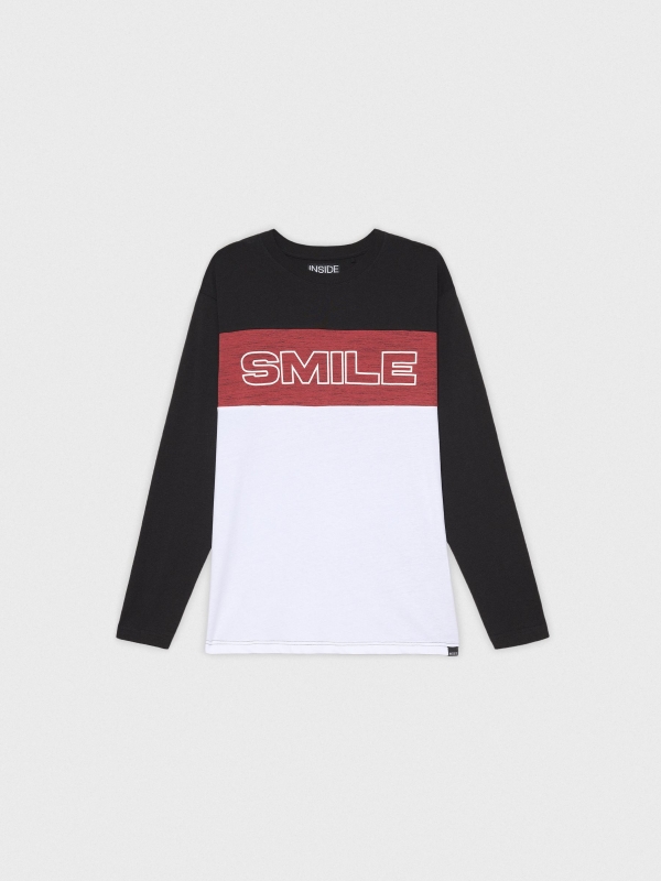 Smile color block T-shirt black detail view