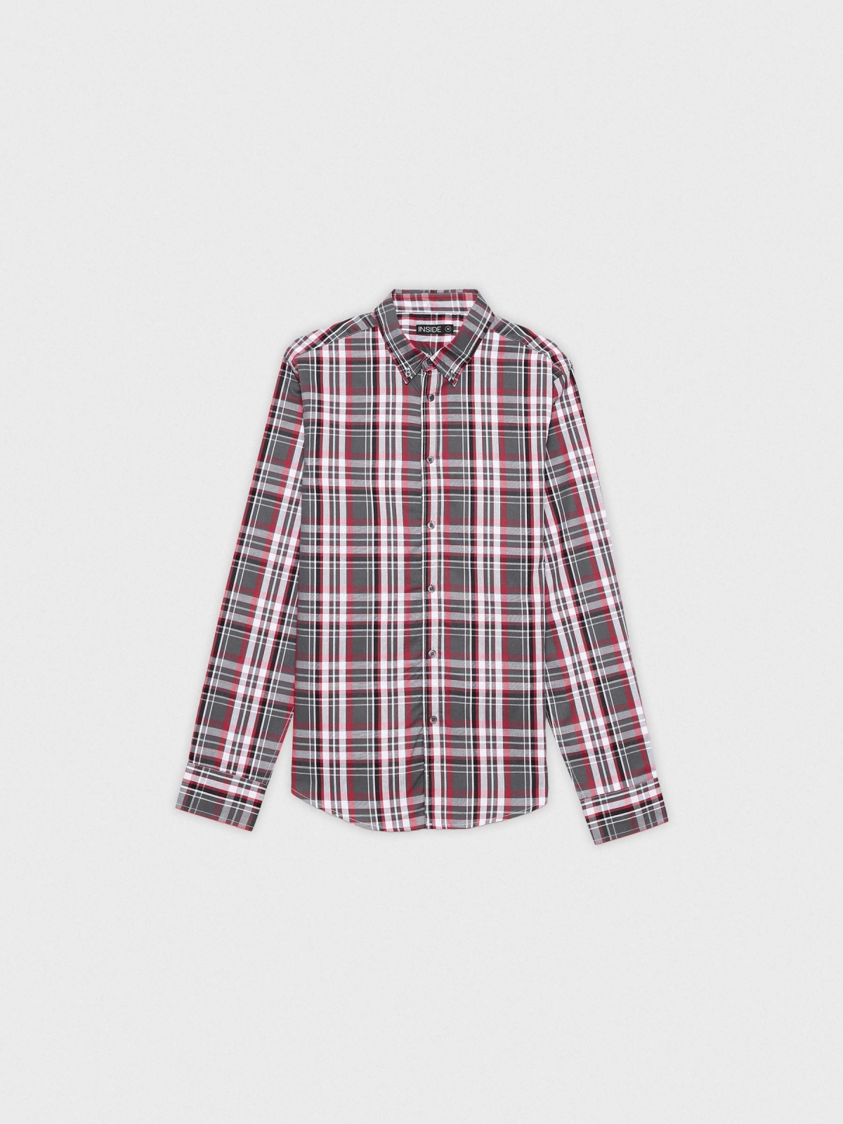 Checked cotton shirt red detail view