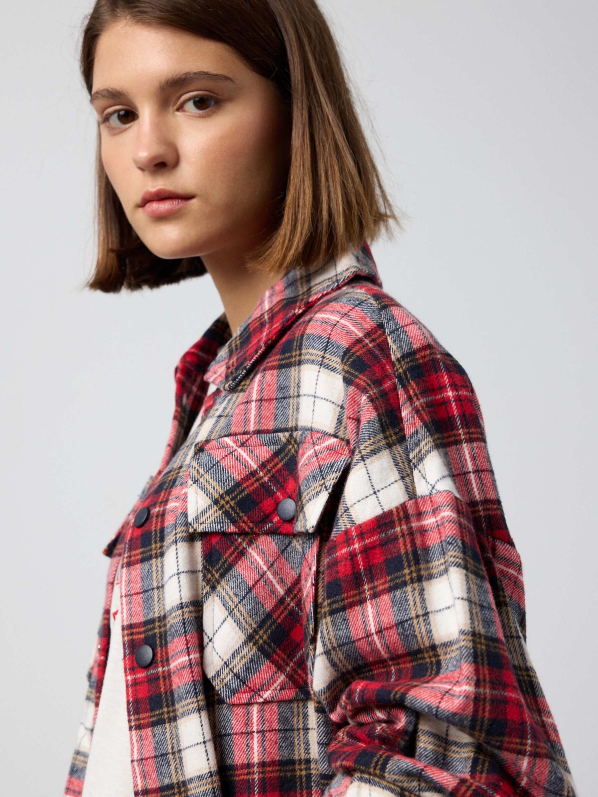  Oversized plaid overshirt red