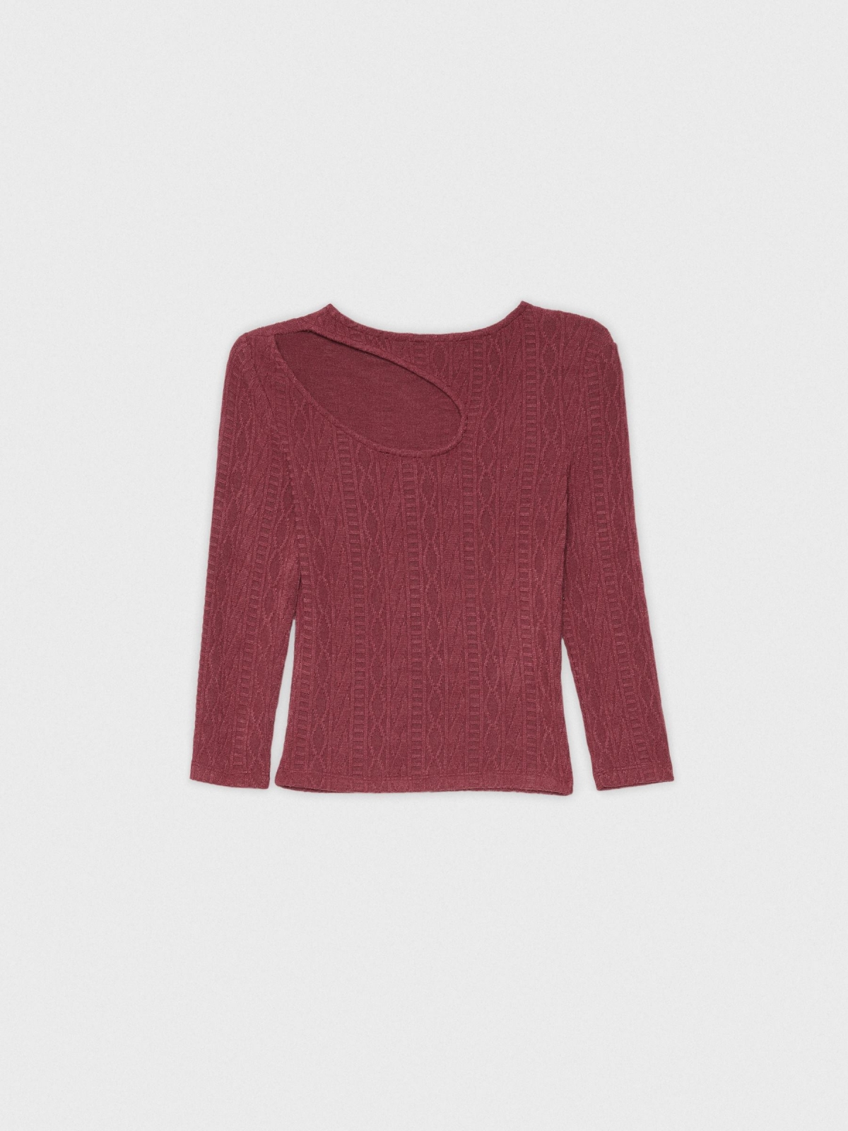 Knitted crop top with pattern garnet detail view