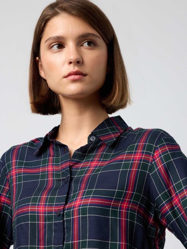  Plaid crop shirt navy