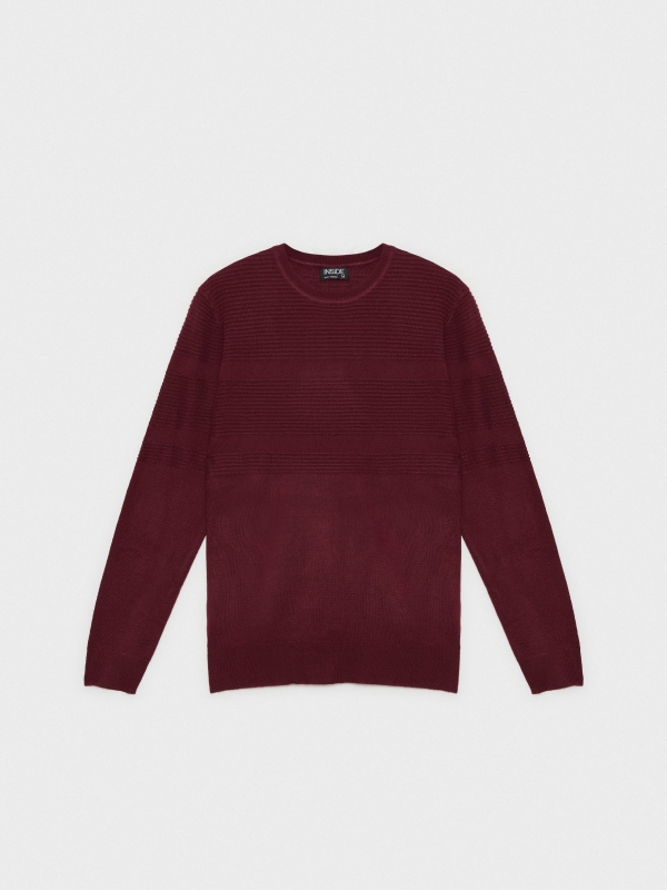 Embossed striped jumper burgundy detail view