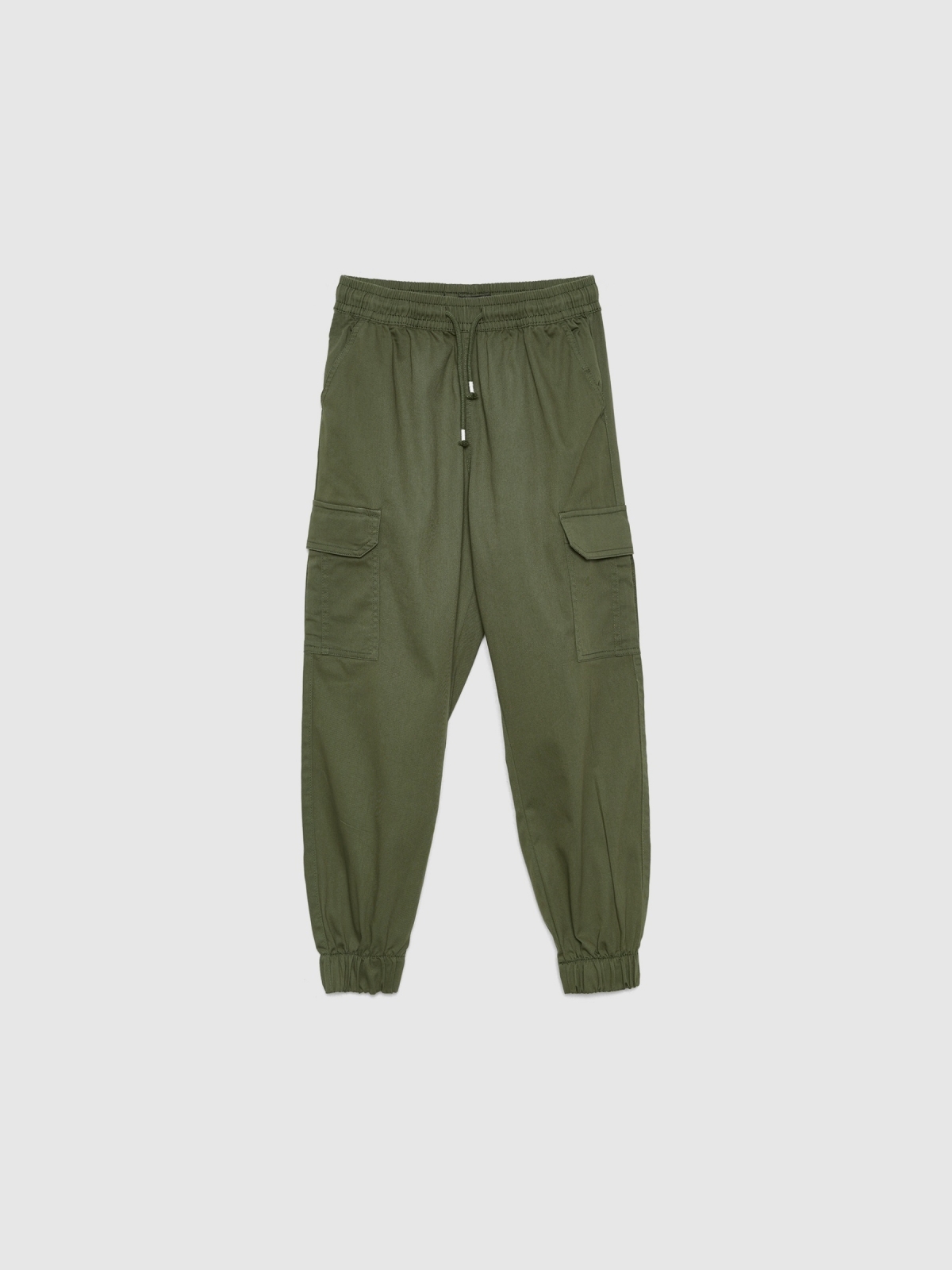 Pantalón jogger cargo high rise kaki vista detalle