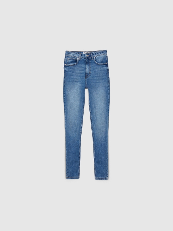 Skinny jeans push up high rise blue detail view