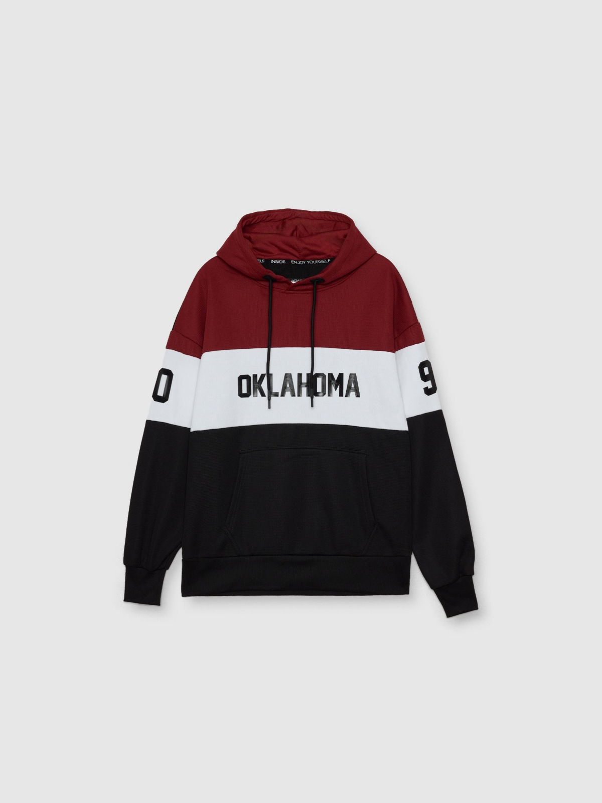 Sweatshirt desportiva com blocos de cores preto vista detalhe