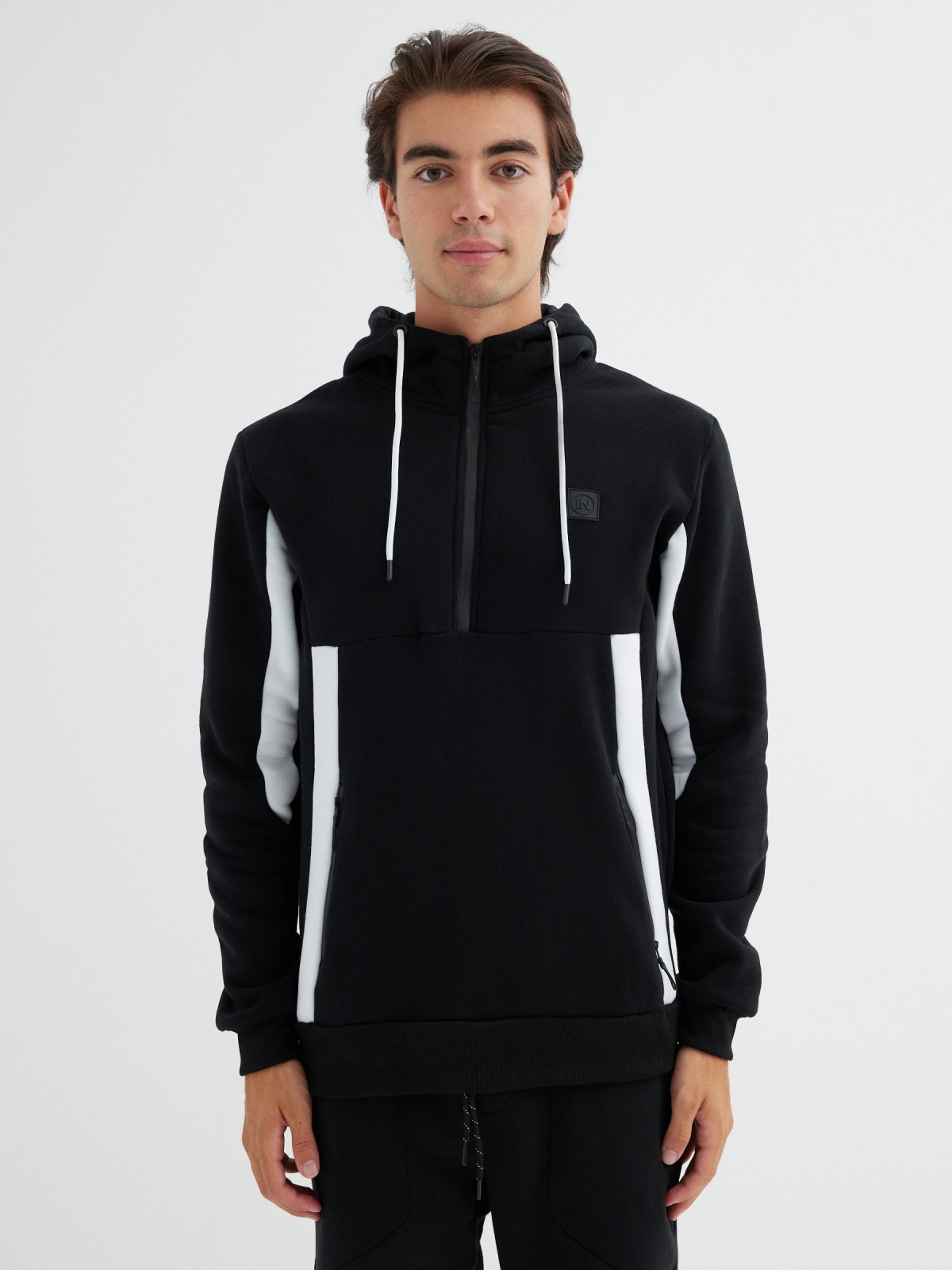 Half-zip sweatshirt black middle front view