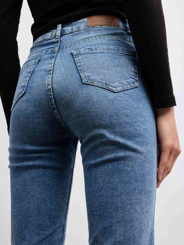 High waist skinny jeans with five pockets steel blue detail view