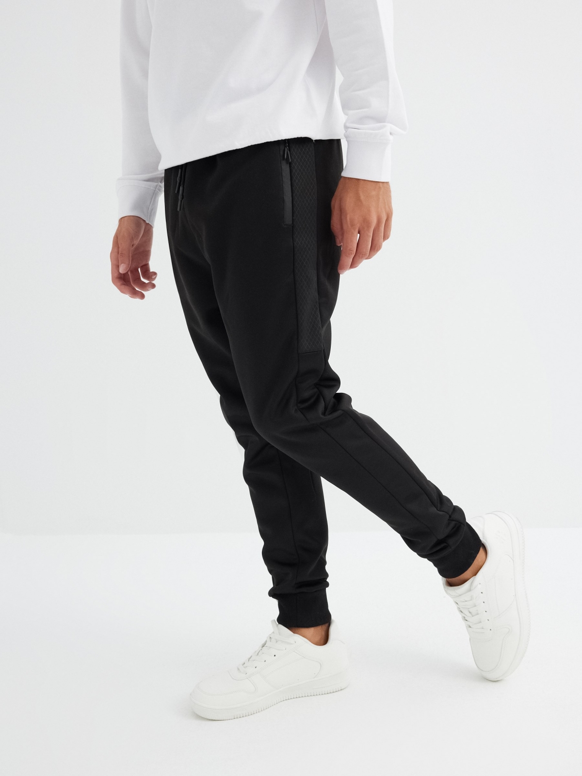  Calças jogger de acetato preto