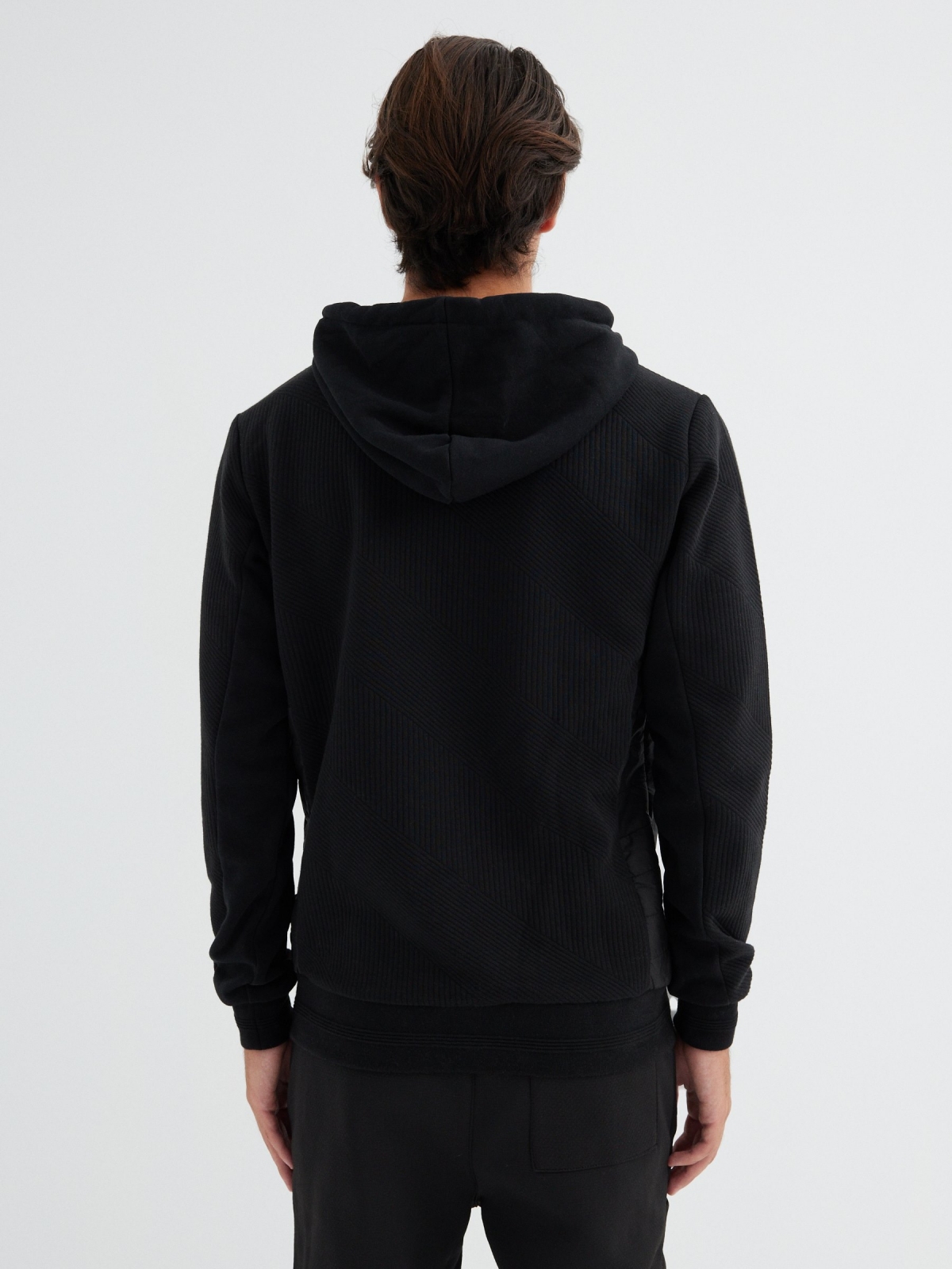 Combined hoodie black middle back view