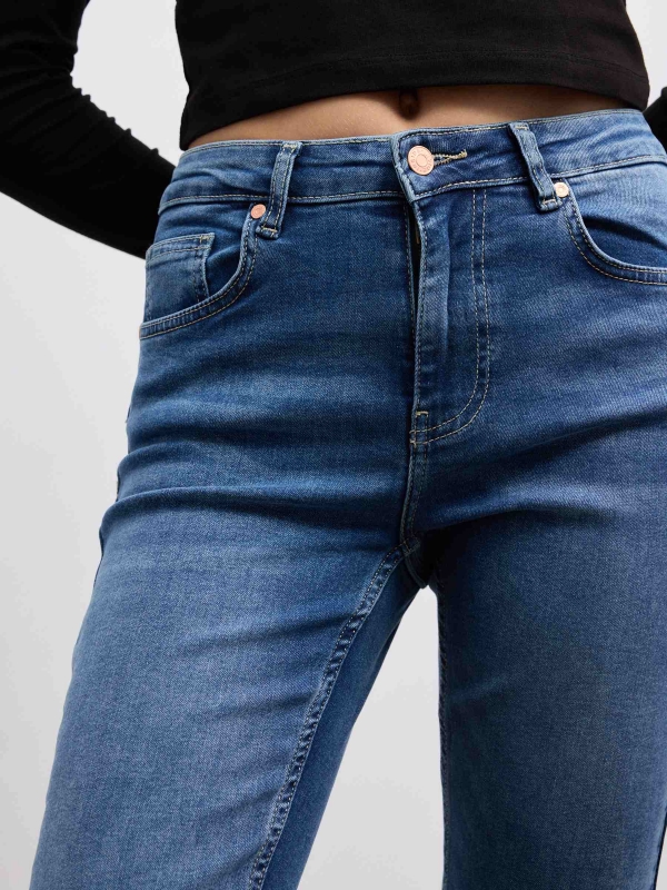  Jeans skinny de cintura média azul