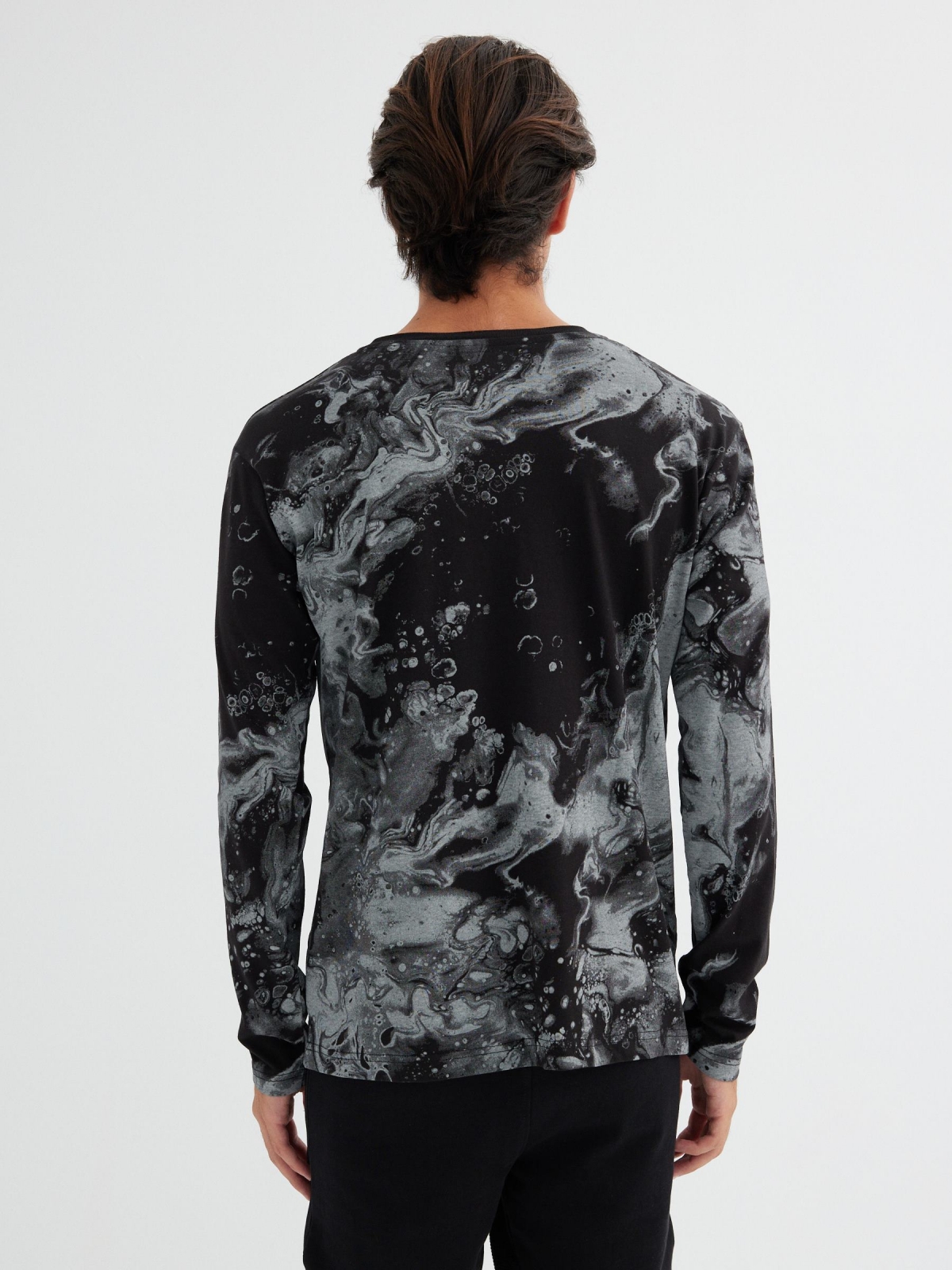 Psychedelic black T-shirt black middle back view