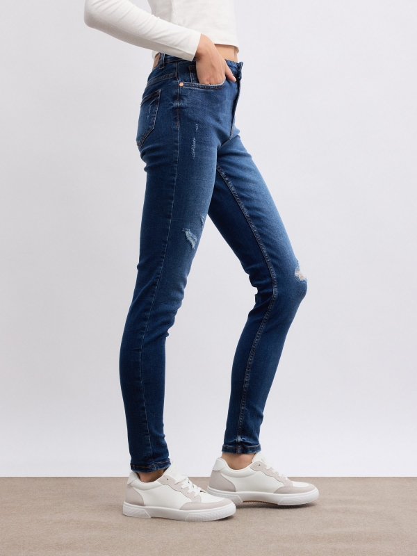  Jeans skinny tiro medio azul