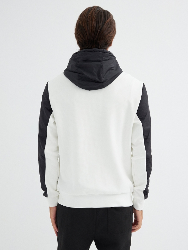 Sweatshirt with zippered pockets white middle back view