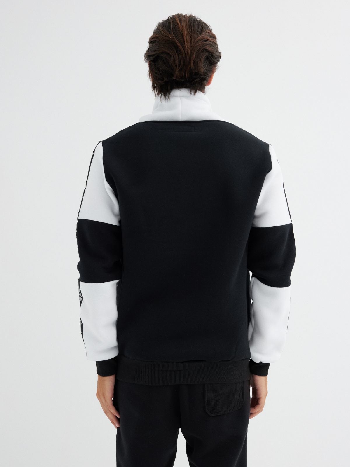 Sweatshirt with wrap-around collar black middle back view