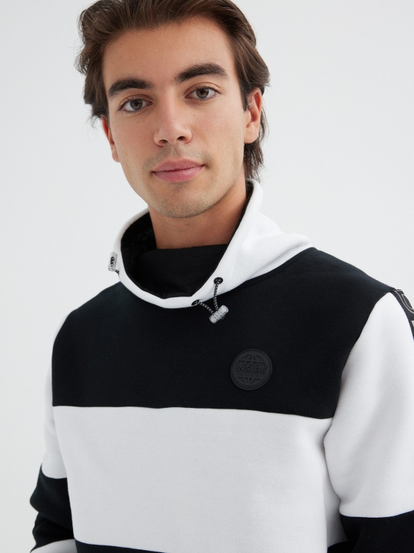 Sweatshirt with wrap-around collar black detail view