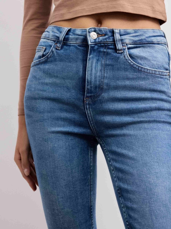  Jeans skinny básicas cintura média azul