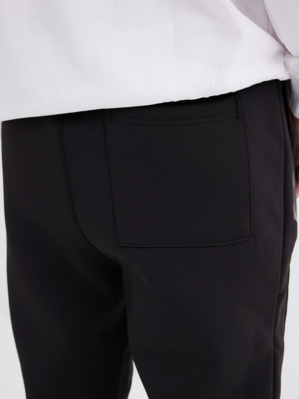 Black sport jogger trousers black detail view