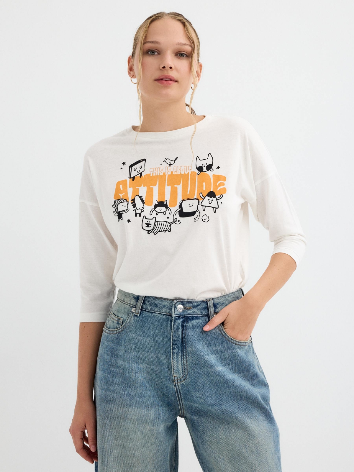 T-shirt Atitude off white vista meia frontal