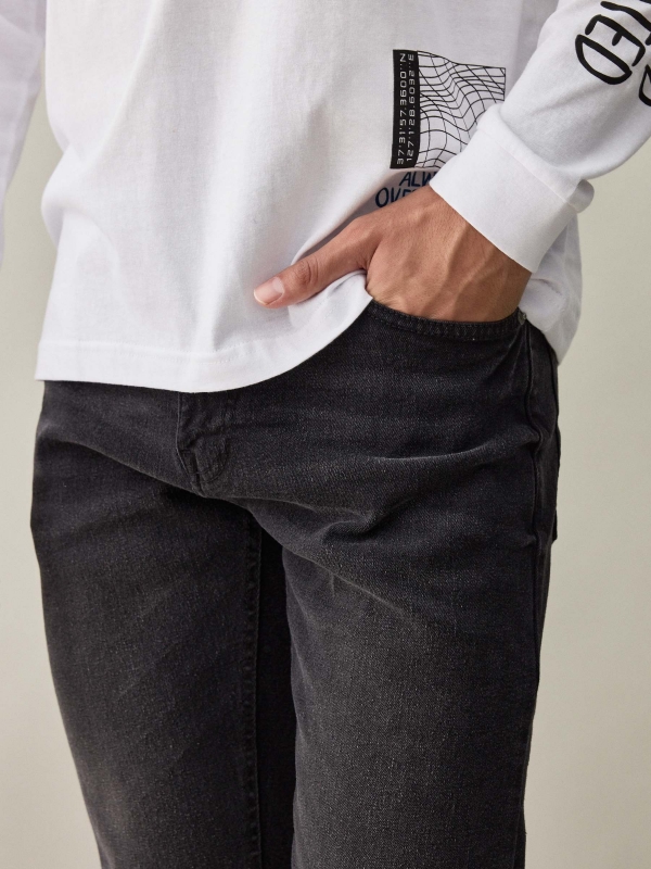  Dark gray basic jeans black