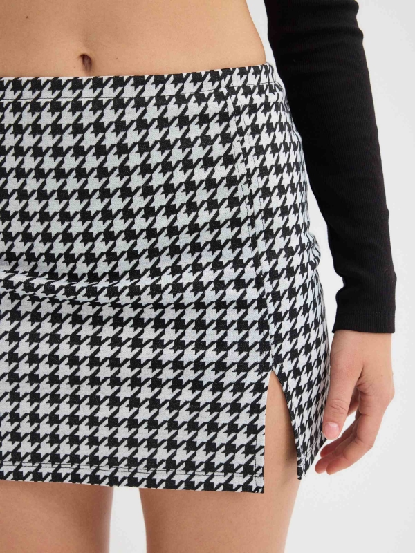  Mini jacquard skirt with slits black