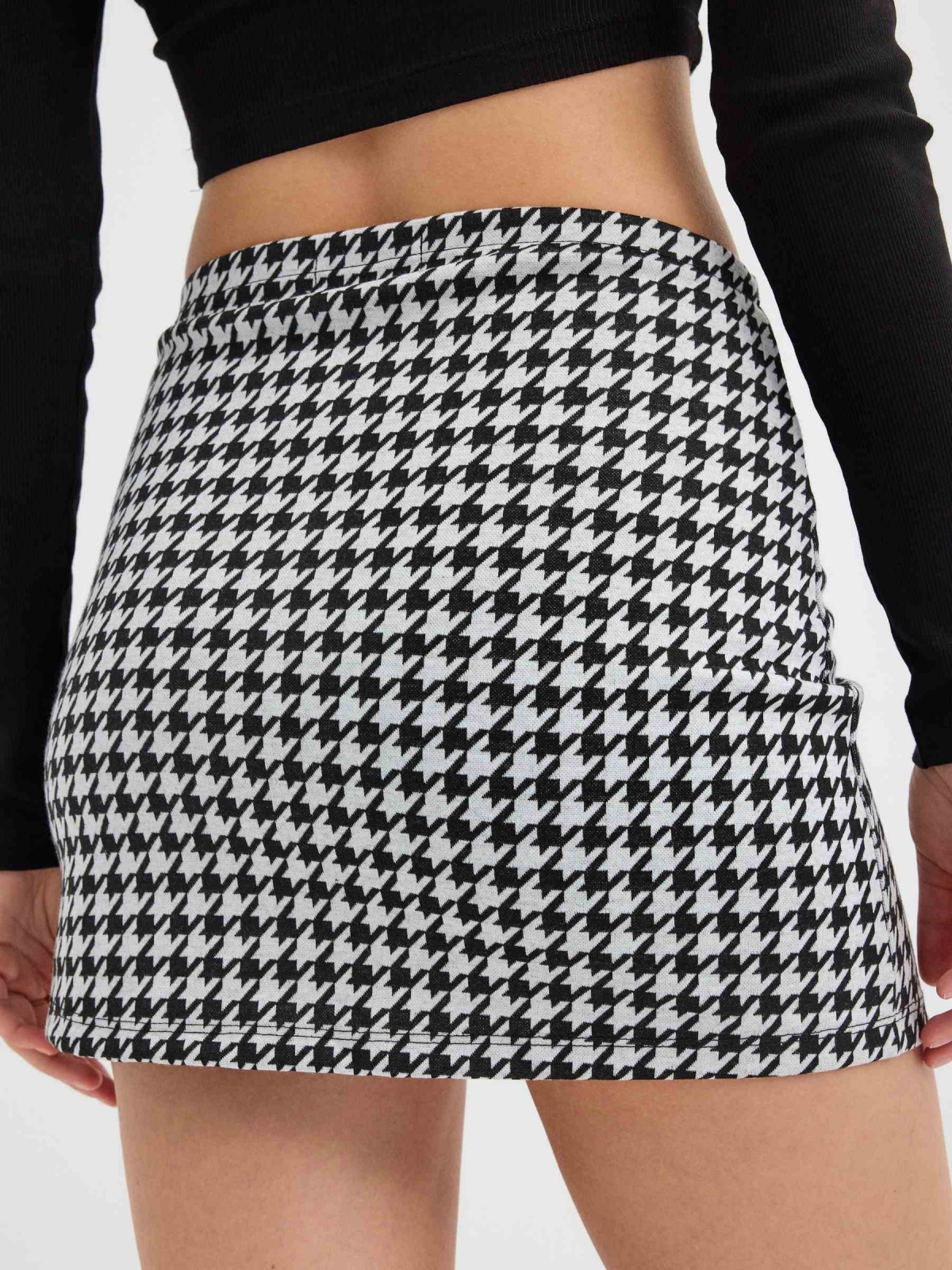 Mini jacquard skirt with slits black detail view