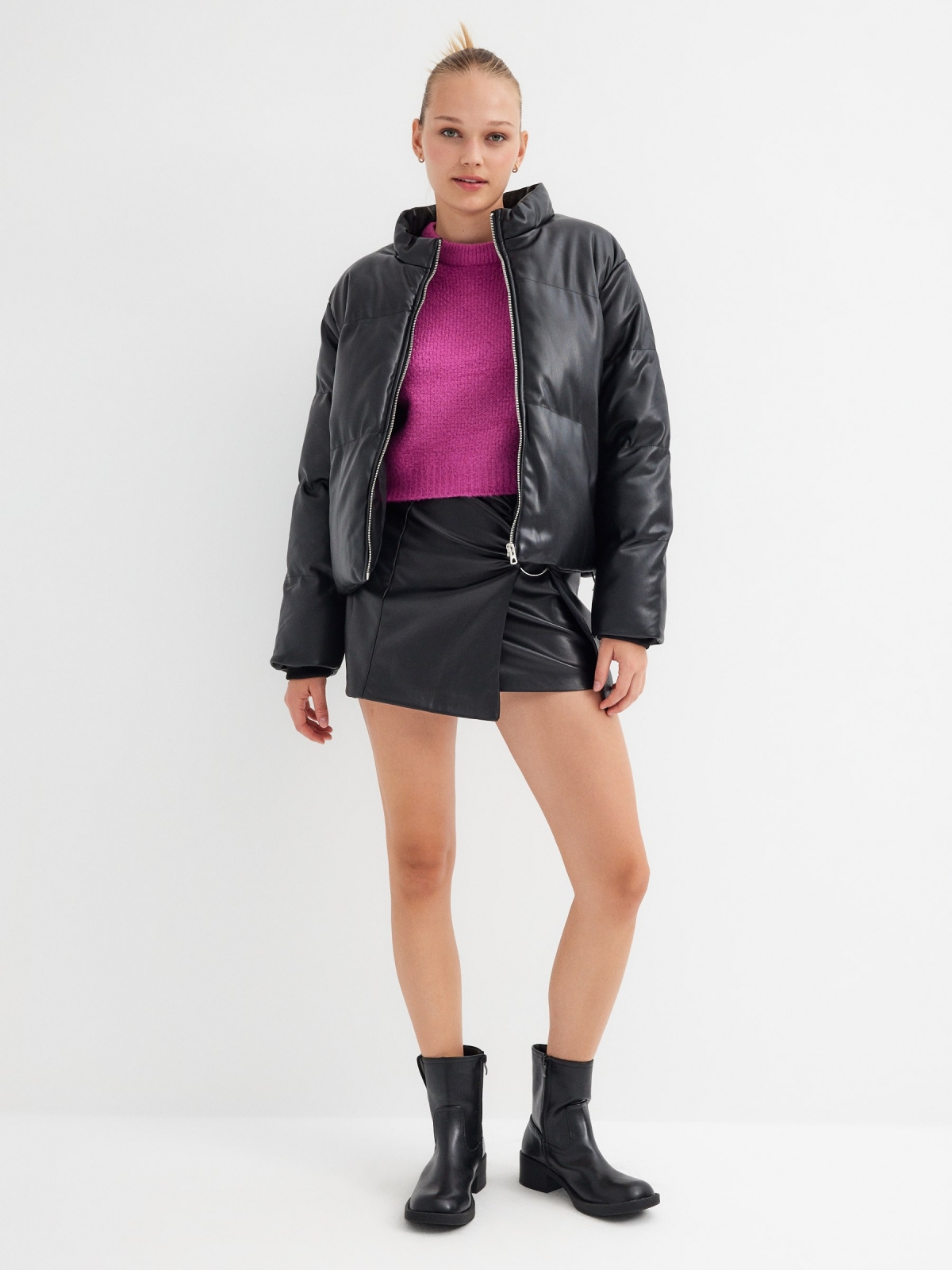  Quilted leatherette jacket black