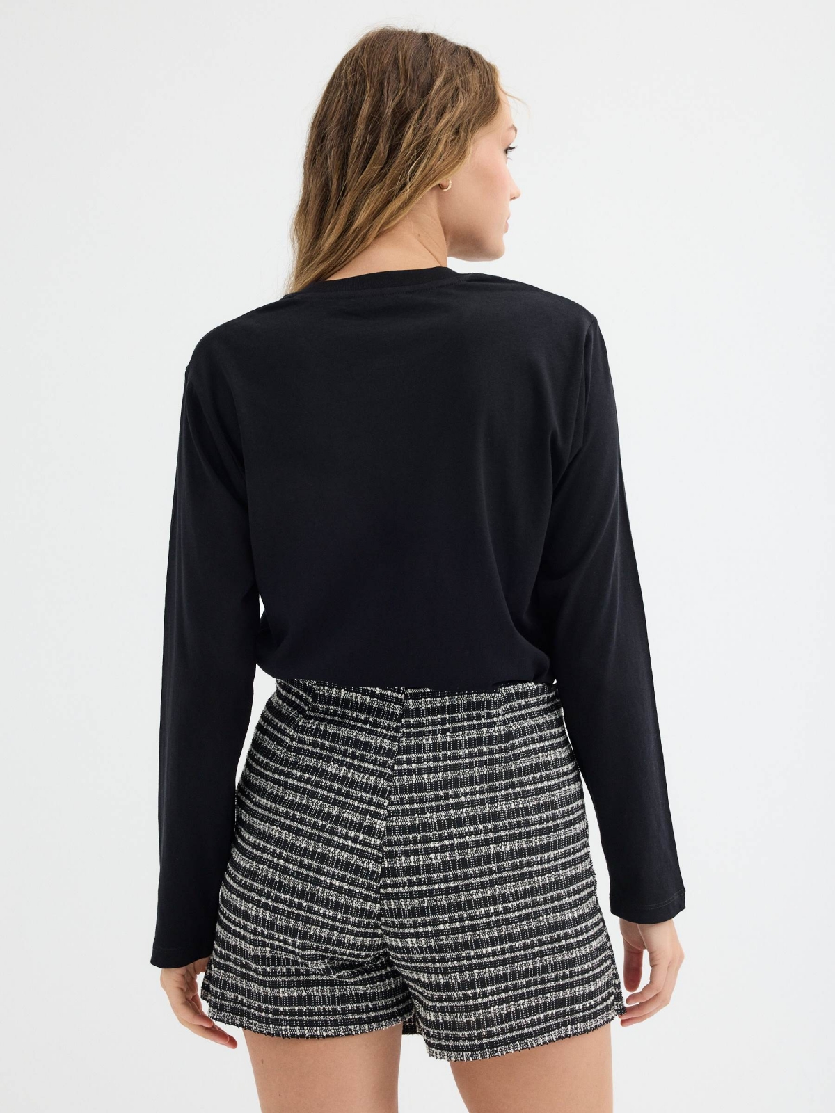 Skort jacquard con botones negro vista media trasera