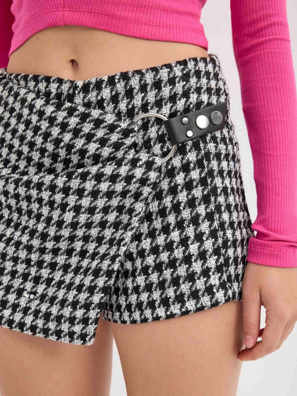  Skort tweed houndstooth black