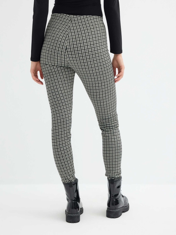 Leggings de cintura alta houndstooth preto vista meia traseira