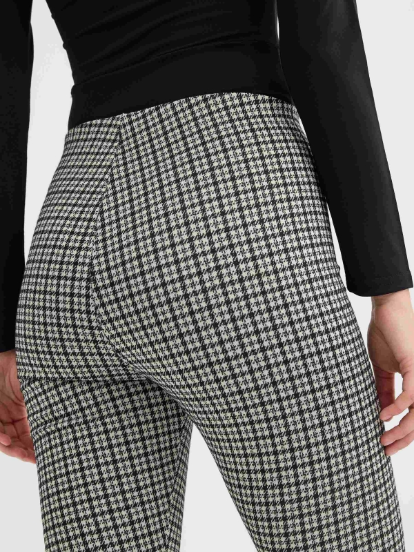 Leggings de cintura alta houndstooth preto vista detalhe