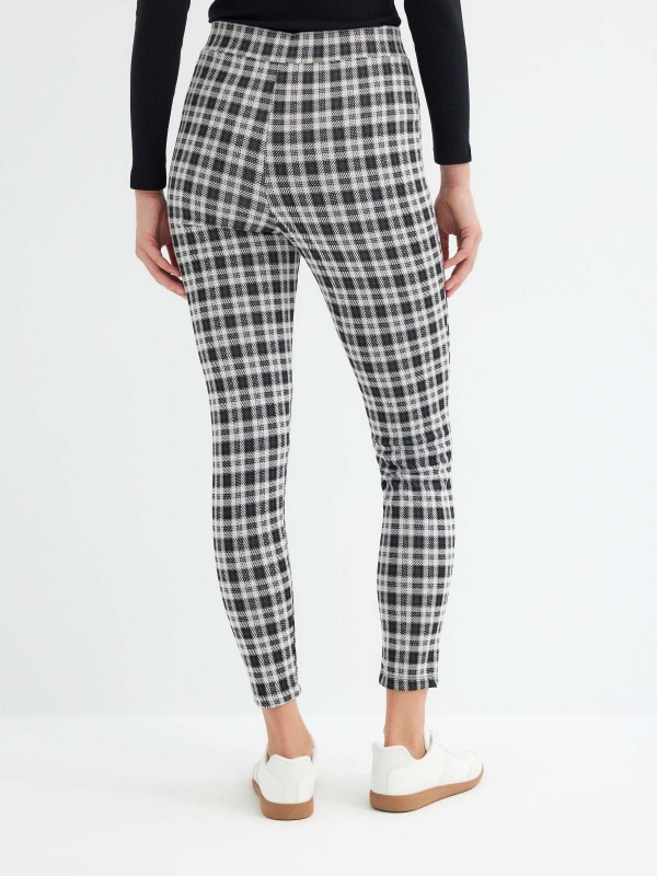 Plaid leggings with zipper black middle back view