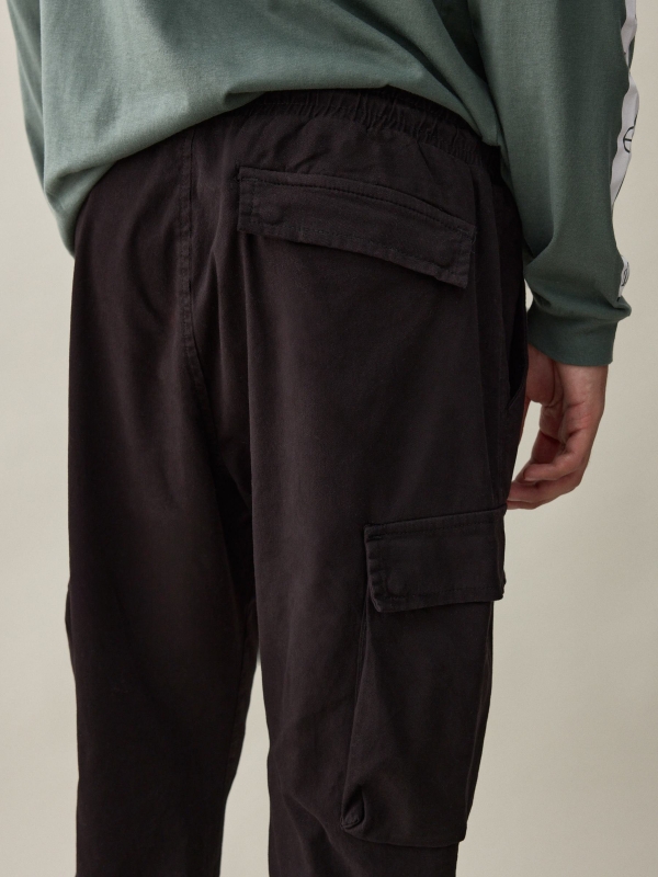 Men's cargo jogger pants black detail view