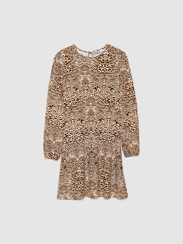 Animal print mini dress off white front detail view