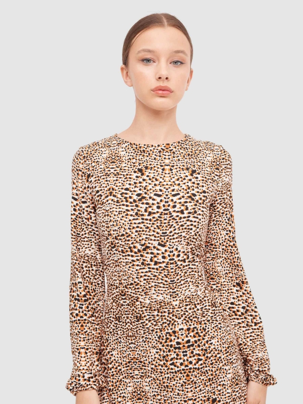 Animal print mini dress off white back detail view