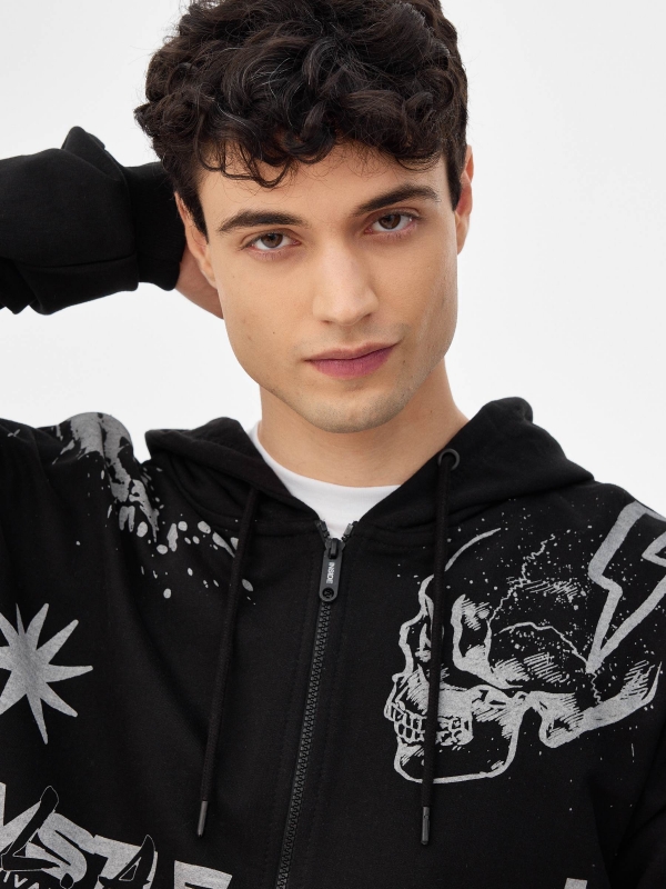 Sweatshirt Keep It Real preto vista detalhe