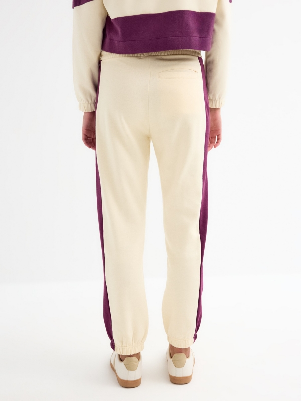 Two-tone joggers sand middle back view