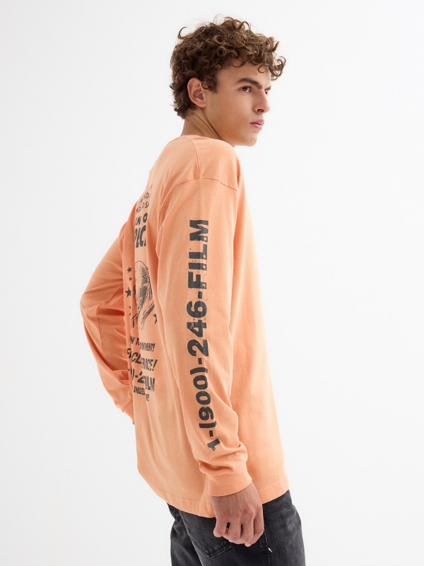  Text print t-shirt coral