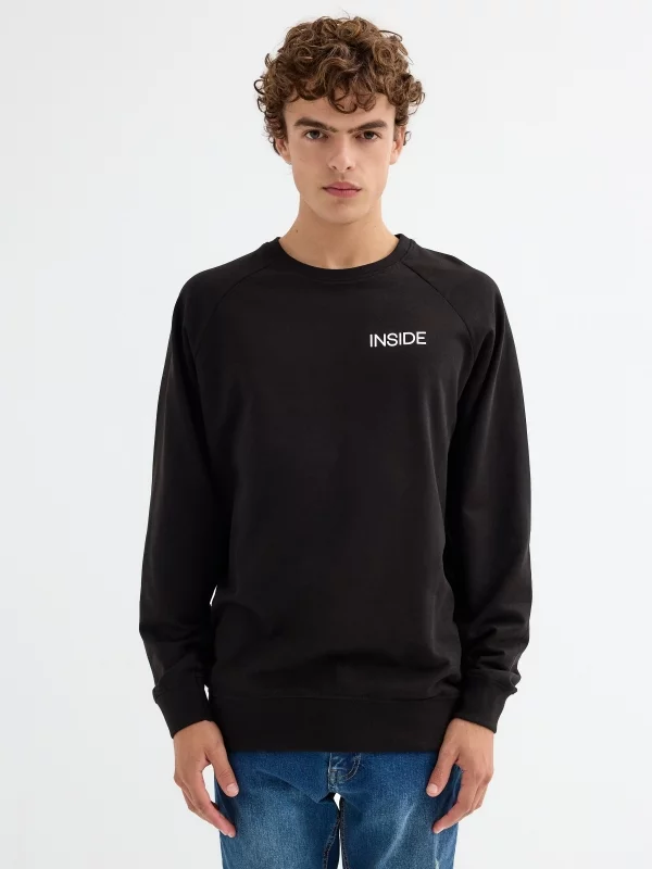 Basic sweatshirt with text black middle front view