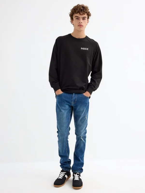 Basic sweatshirt with text black front view