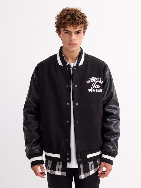 Urban Route bomber jacket black middle front view